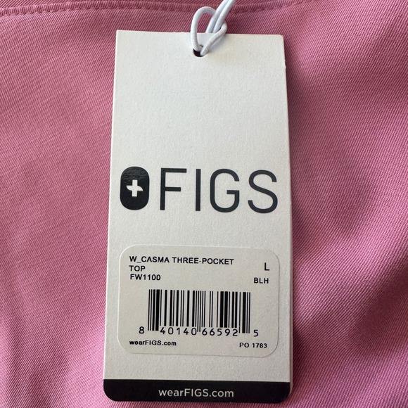 FIGS Women's Large Casma Three-Pocket Scrub Top Blush Pink FW1100 V-Neck NEW - Picture 6 of 10